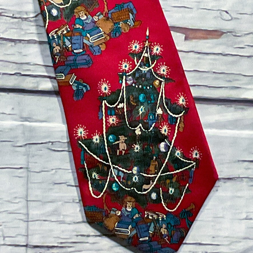 Alexander Lloyd Boston Mens Necktie Festive Holiday Christmas Classic Silk Tie