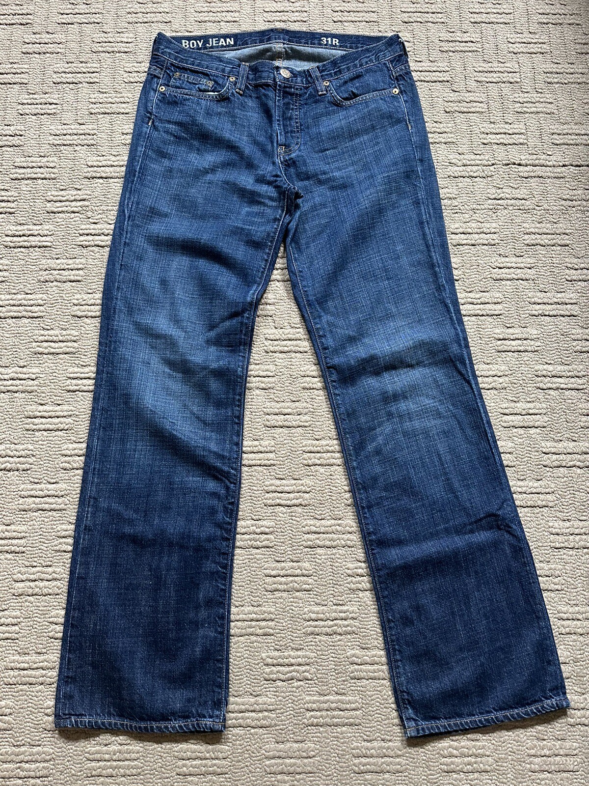 J. Crew Button Fly Boy Jean Women’s Size Mid Rise Rigid Denim Dark Wash 31R