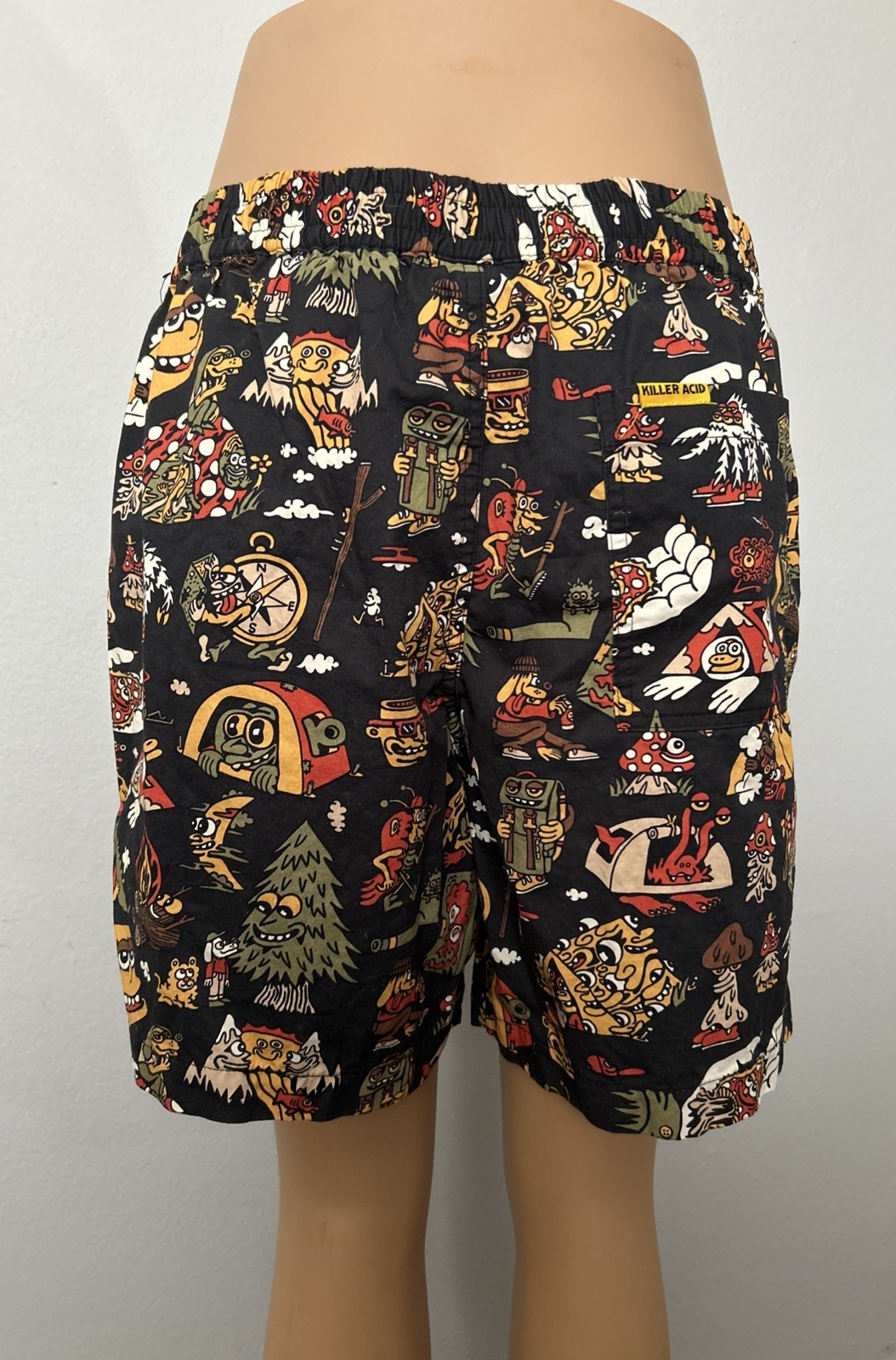Killer Acid Men’s Get Lost Shorts Size Medium Camp All Over Graphics Black