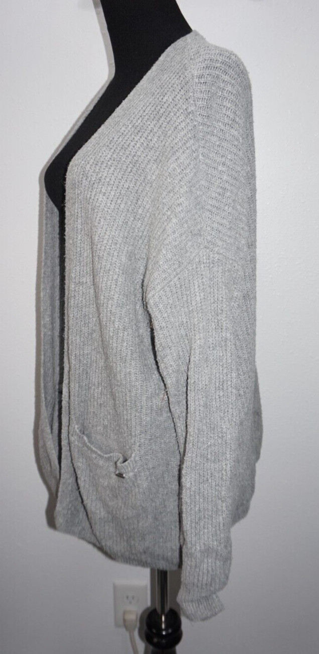 Hollister Heather Gray Open Cardigan Lounge Sweater Sz S Pockets Oversized