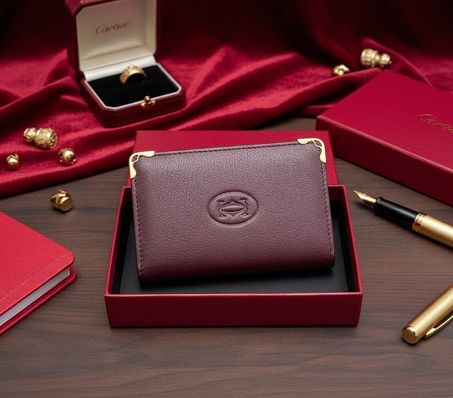 Cartier Must de Cartier Red Calfskin Leather 4CC – Card Holder Wallet – NIB