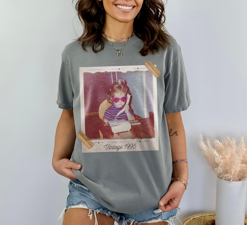 Custom Vintage Photo Year Comfort Tee Personalized Shirt Gift