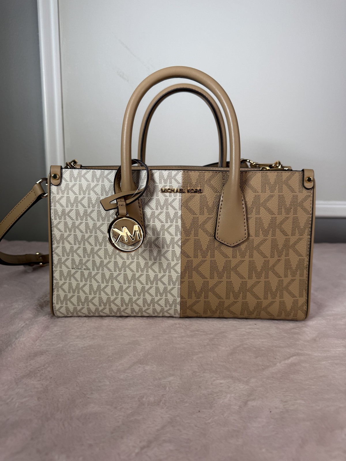 Michael Kors two-tone MK monogram satchel