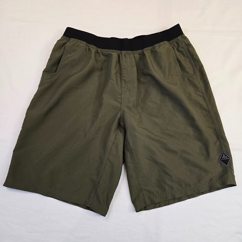 prAna Men’s Green Mojo Shorts 10″ Inseam Pull On Stretch Waist Size XXL