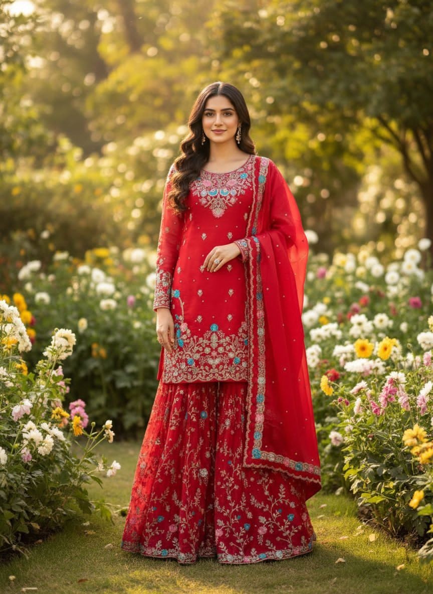 SALWAR KAMEEZ PAKISTANI INDIAN WEDDING PARTY WEAR DRESS BOLLYWOOD SUIT SHARARA