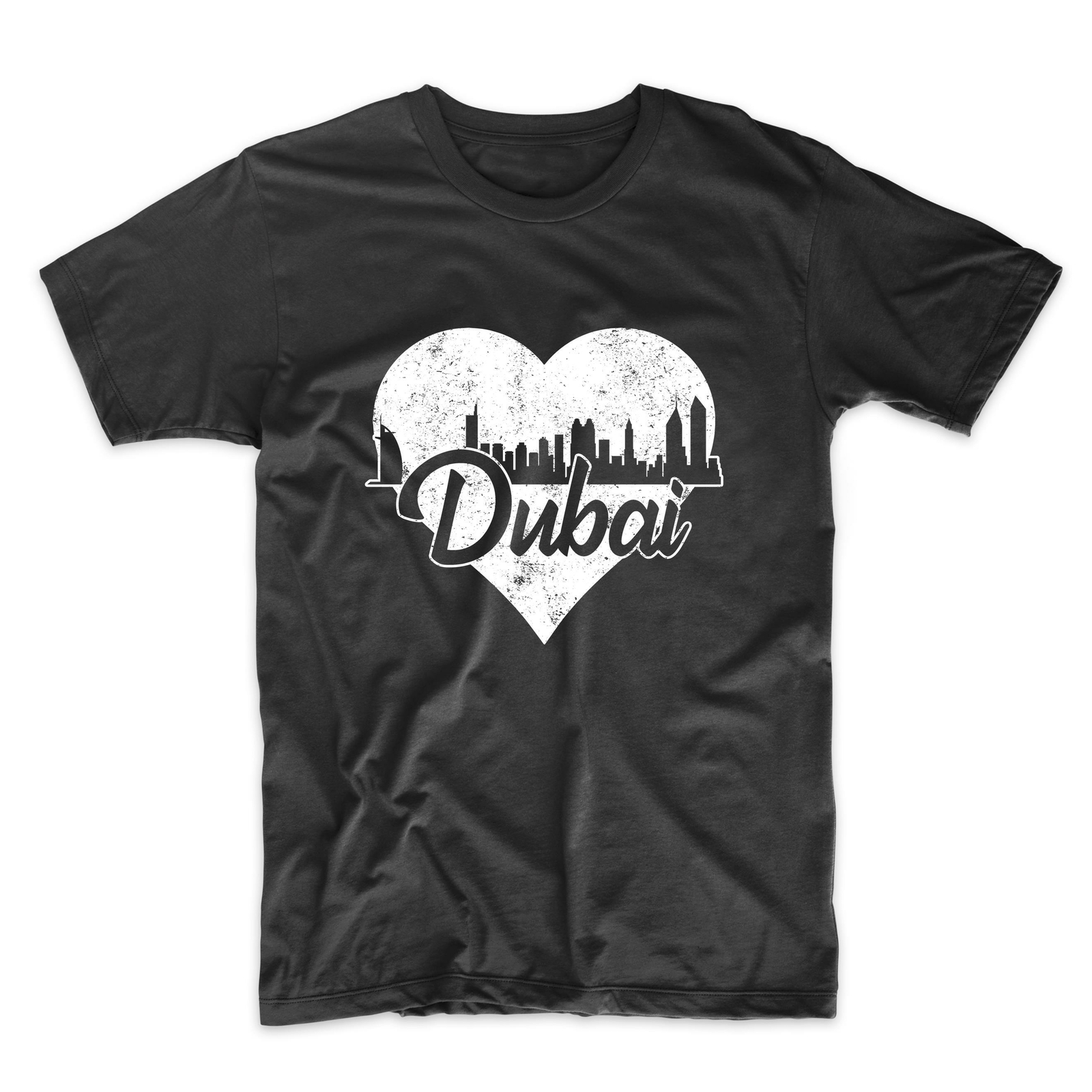 Men’s Dubai Shirt – Retro Dubai United Arab Emirates Skyline Heart T-Shirt