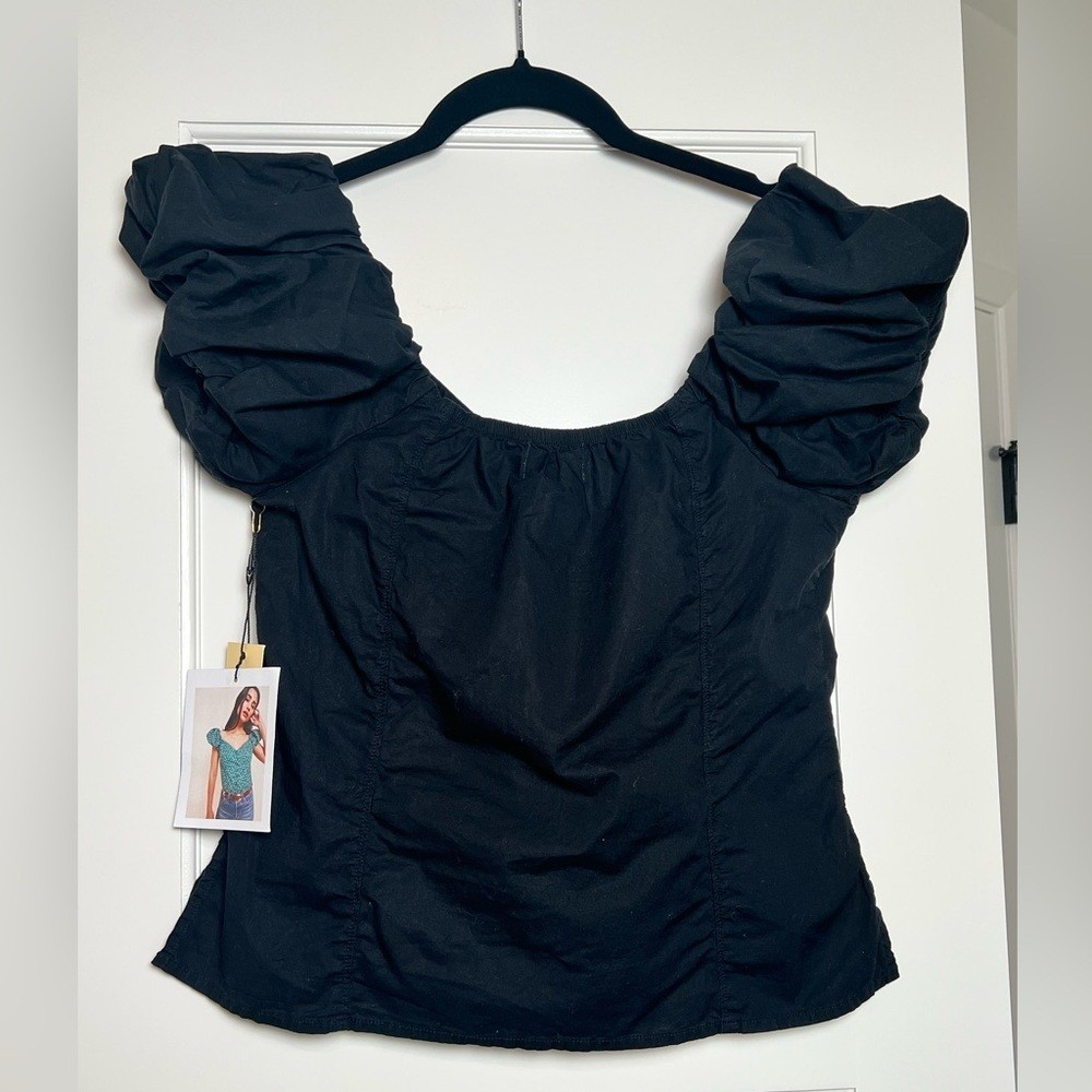 Nation LTD Angel Bubble Sleeve Pima Cotton Top (Small)
