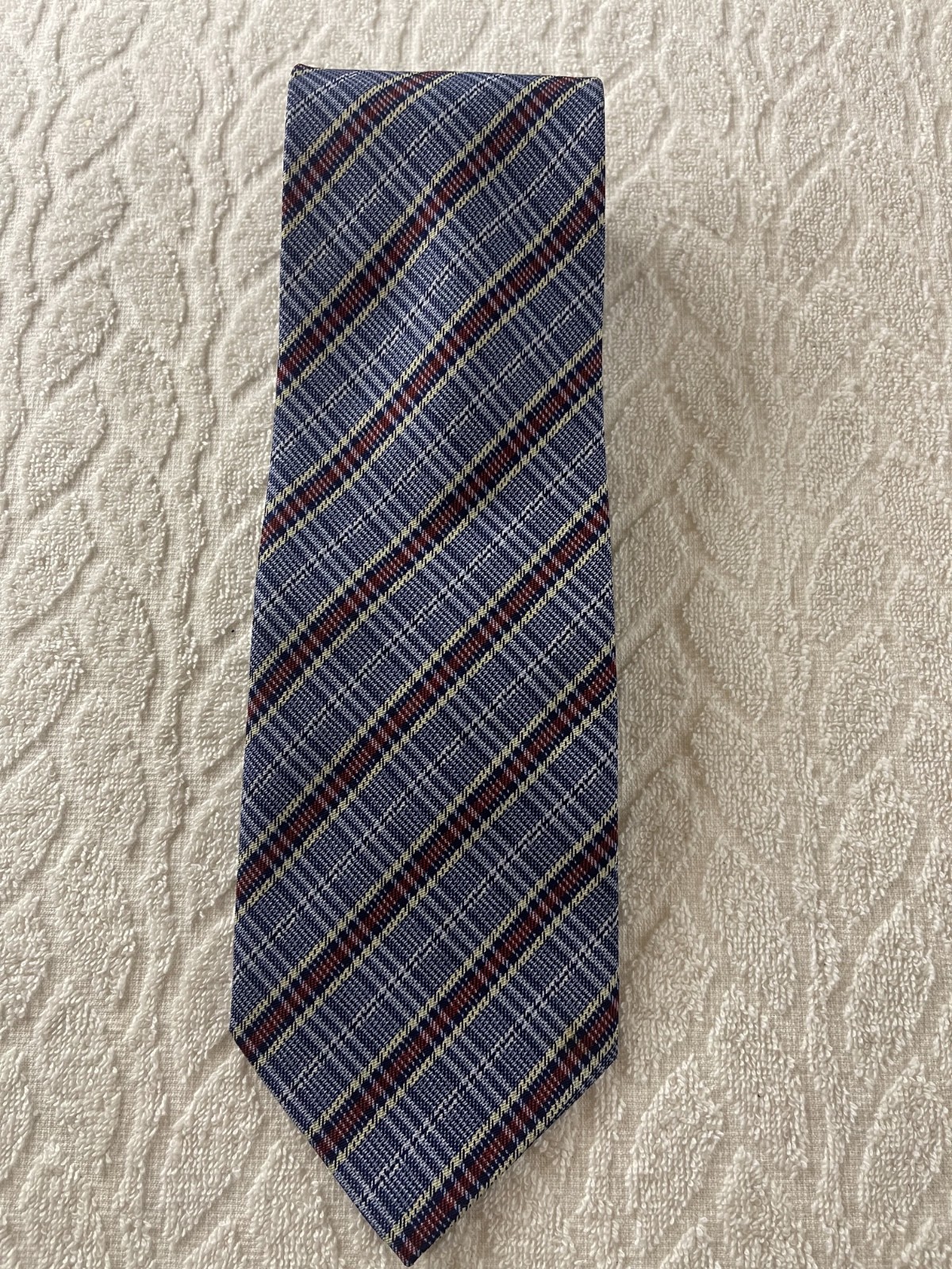 ARMANDO CARUSO BLUE-MULTI-COLOR SHADES OF BLUE MEN’S TIE CRISSCROSSING STRIPE