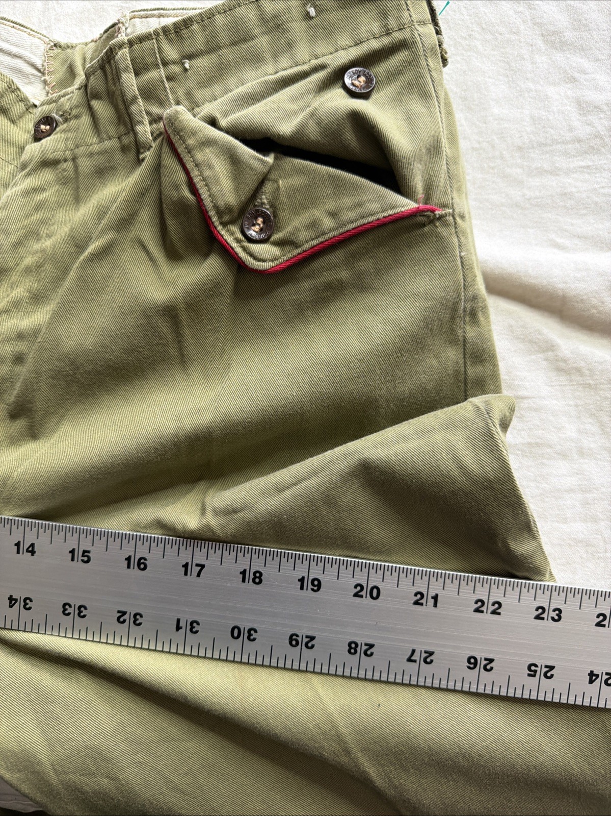 Vintage Boy Scout pants mens 32X28 green 50s talon uniform chino outdoors