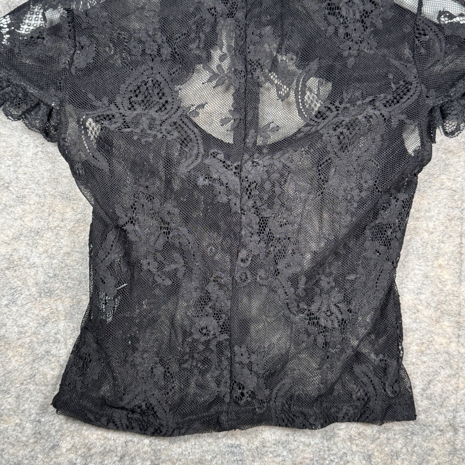 Womens Killstar Black Lace Grunge Gothic Style Top Size XS 13×17