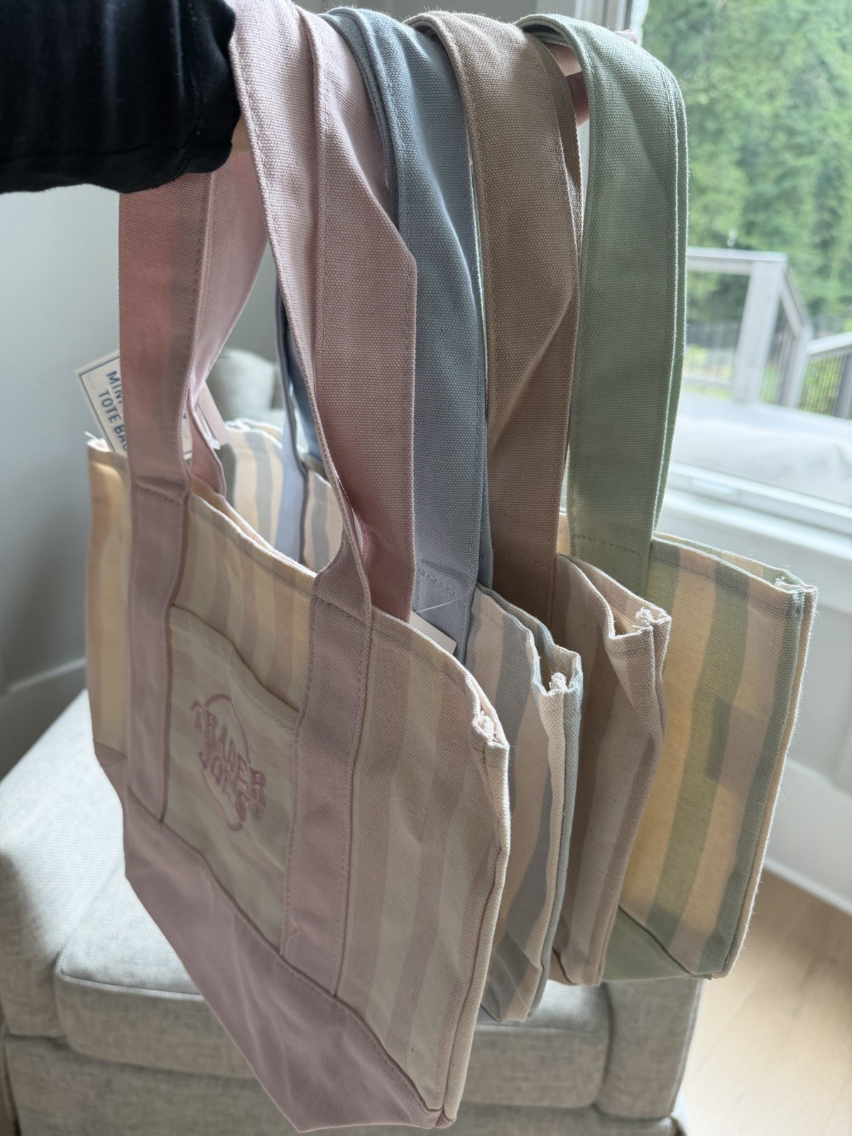 TRADER JOES MINI STRIPED BAGS – NEW WITH TAGS! Set of 4!