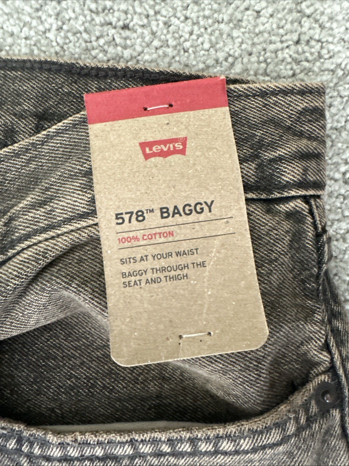 Levi ‘s 578 Baggy Throughout Denim Jeans Sz. 34Wx34L Brownish Dusty Gray New