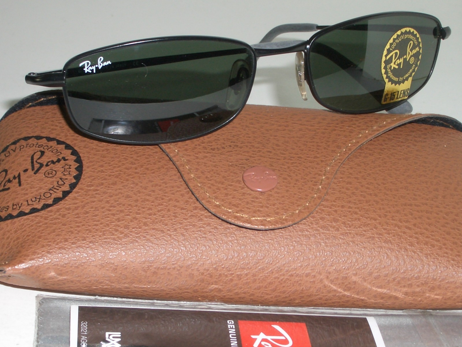 55[]18mm RAY-BAN RB3198 006 3N G15 SLEEK BLACK RECTANGULAR SUNGLASSES NEW