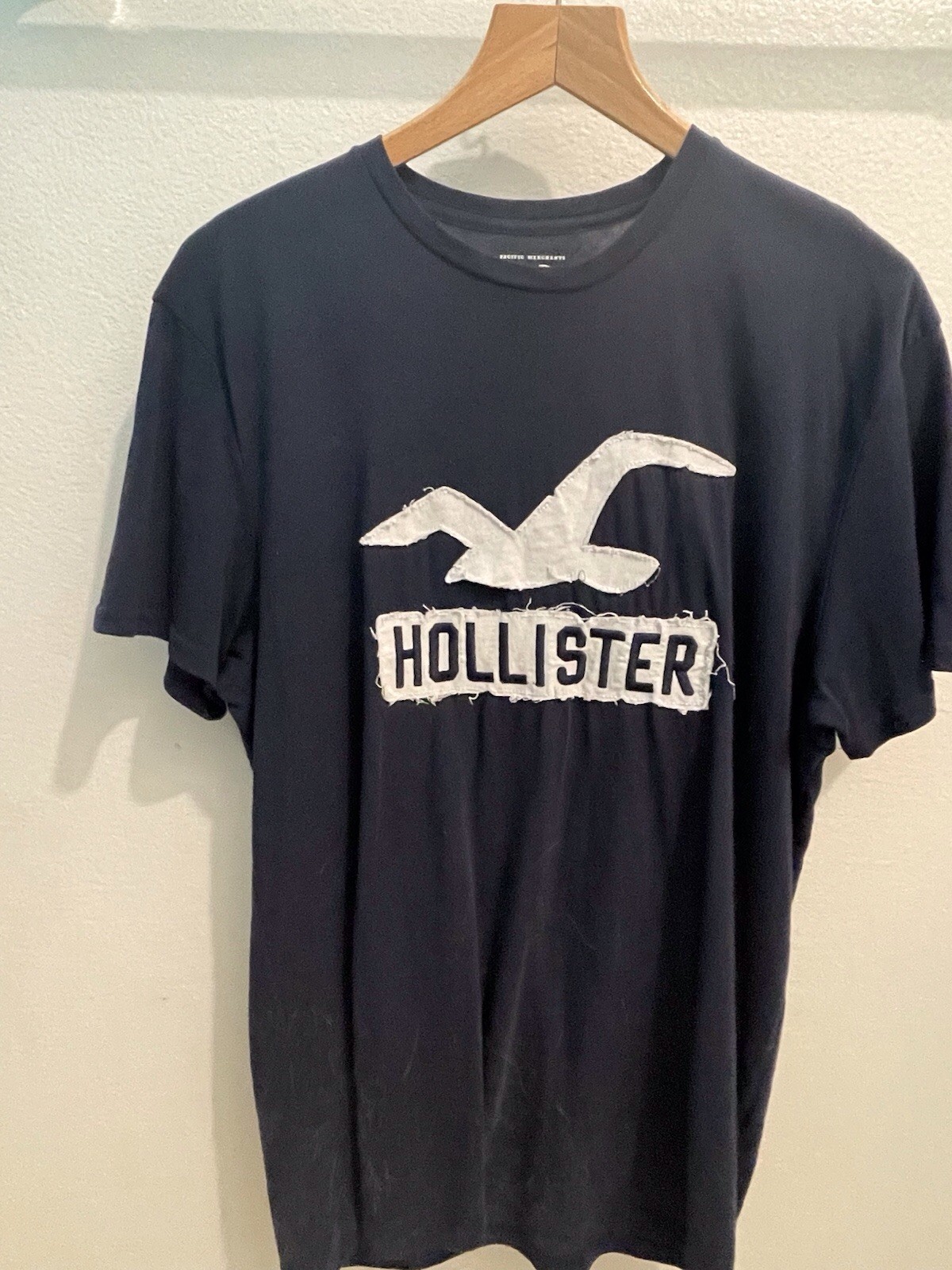 Hollister Men’s Cotton Graphic Print Crew Neck Short Sleeve T-Shirt Navy L