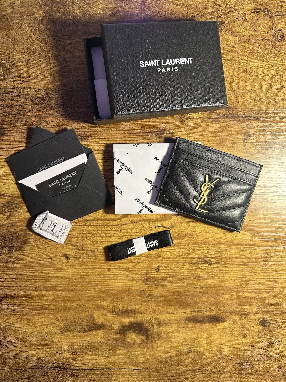 Saint Laurent Black Quilted YSL Logo Women’s Card Wallet Card Case Credit Card