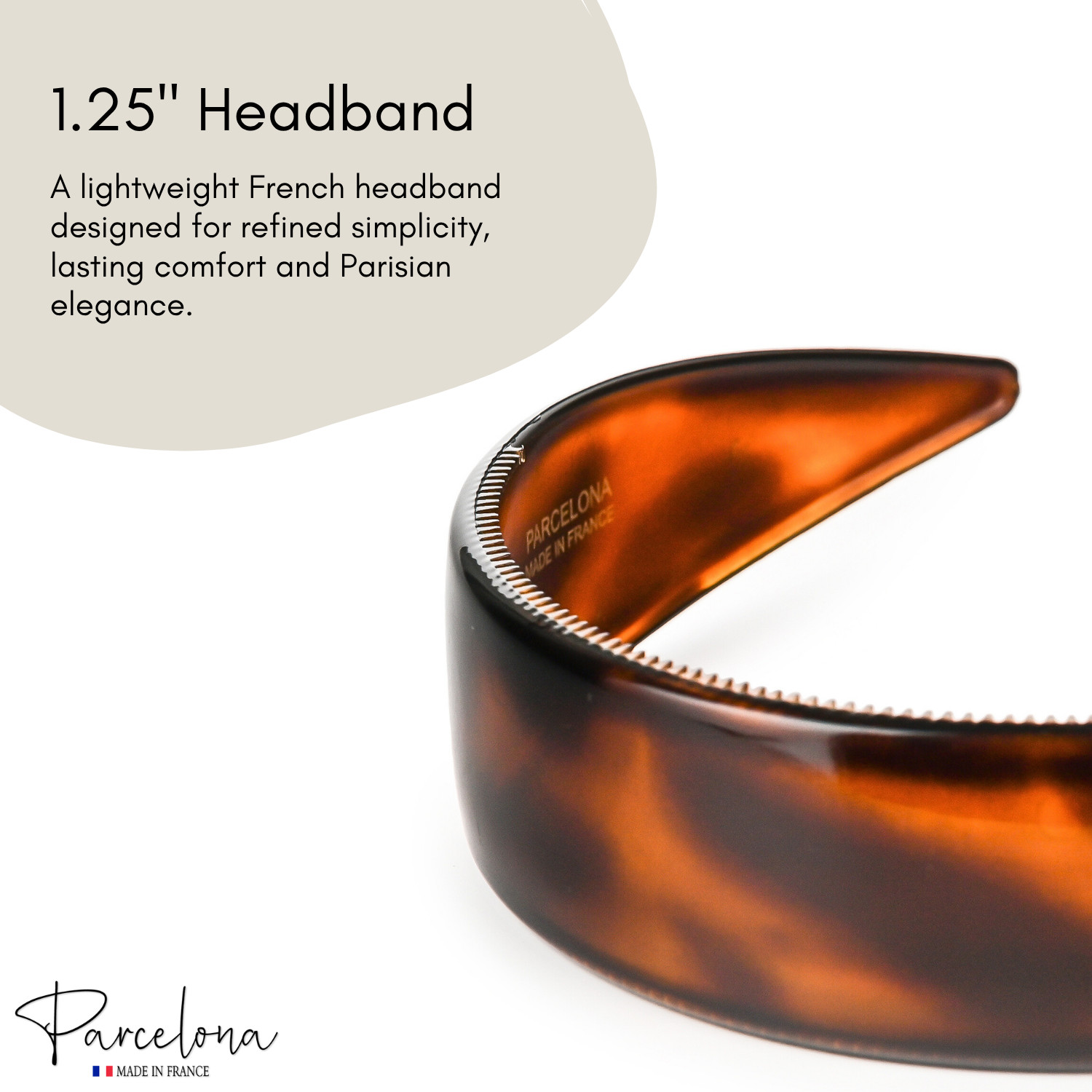 Parcelona Extra Wide French Headband 1.25 Inch Cellulose Acetate Hairband for