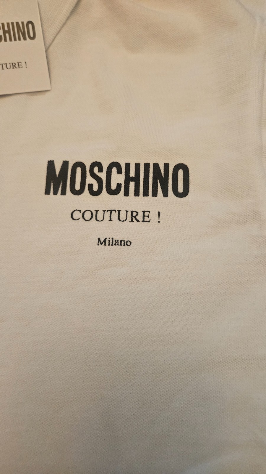 MOSCHINO Couture Milano Logo Polo Shirt White Mens Size Small IT 46, USA 36 NWT