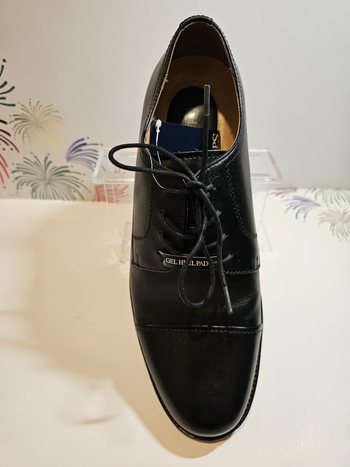 Chaps Mens Shoes, Black, Leather, 11.5, GEL HEEL PAD, New W/Tag