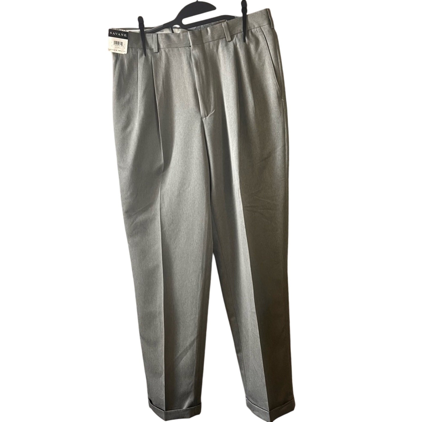 NWT Savane Trousers Pants Tan Pleated Side Slid and Back Pockets Men’s 34/34