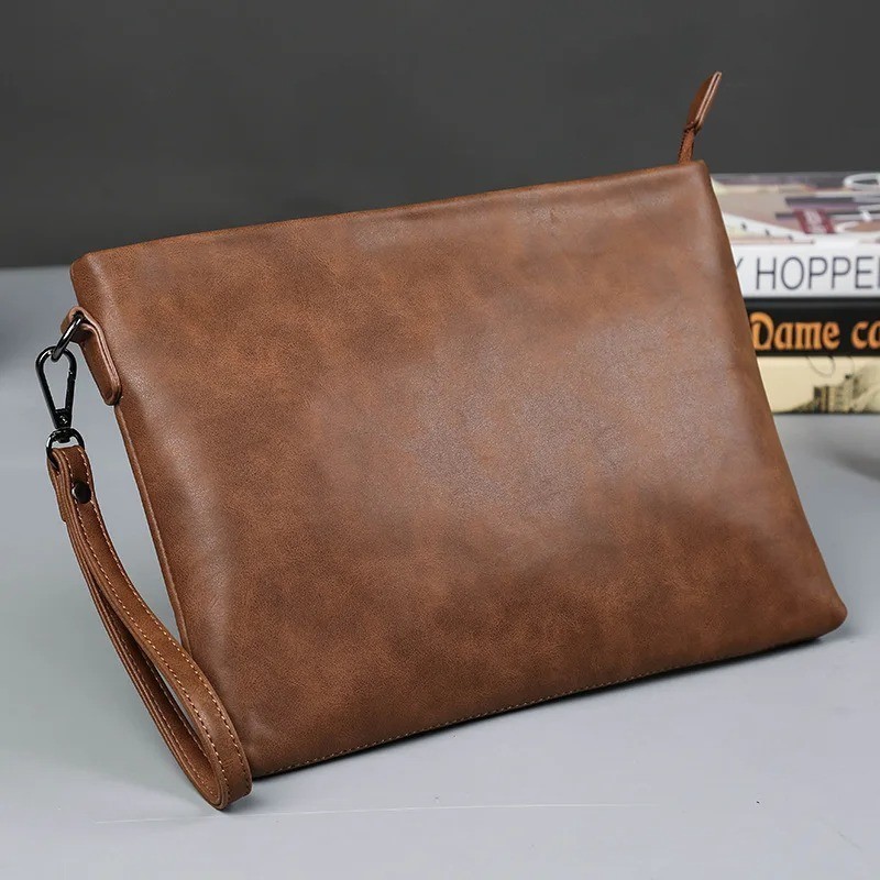 Men’s Clutch Business Bag Handbag Envelope Bag Leather Quality Wrist Wallets