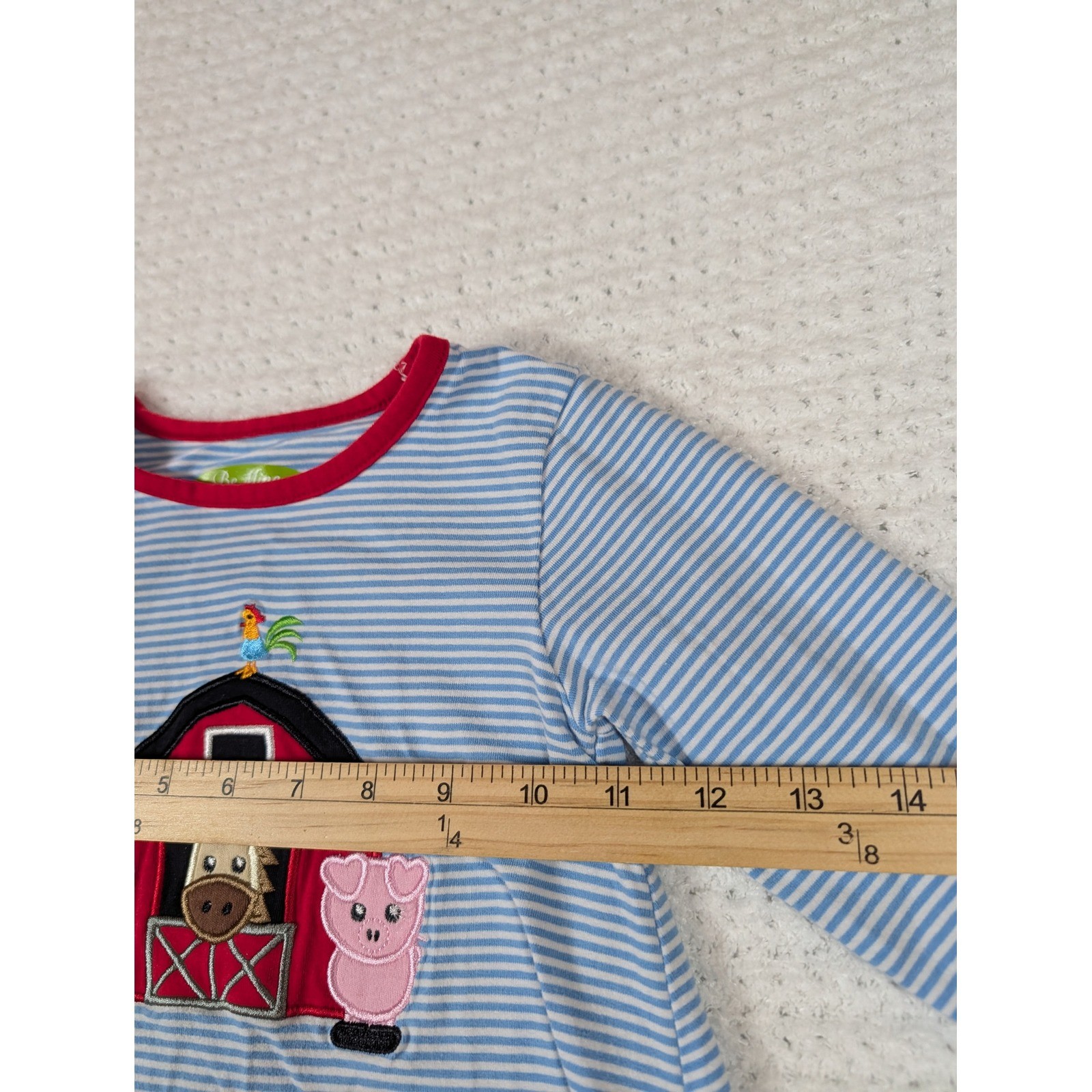 Girls Size 3 Farm Animals Barn Striped Shirt Red Leggings Outfit Set Cow Pig