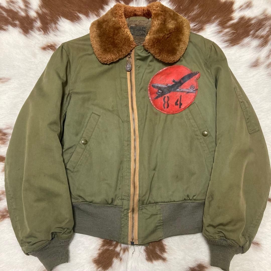 USAAF 40s Vintage B-15 Flight Jacket Hand Paint Military Size 40 Men’s Outer