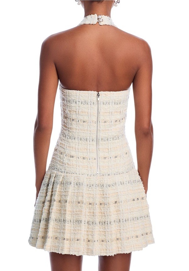 NWT Aqua Women’s Ivory Tweed Halter Mini Dress Size M