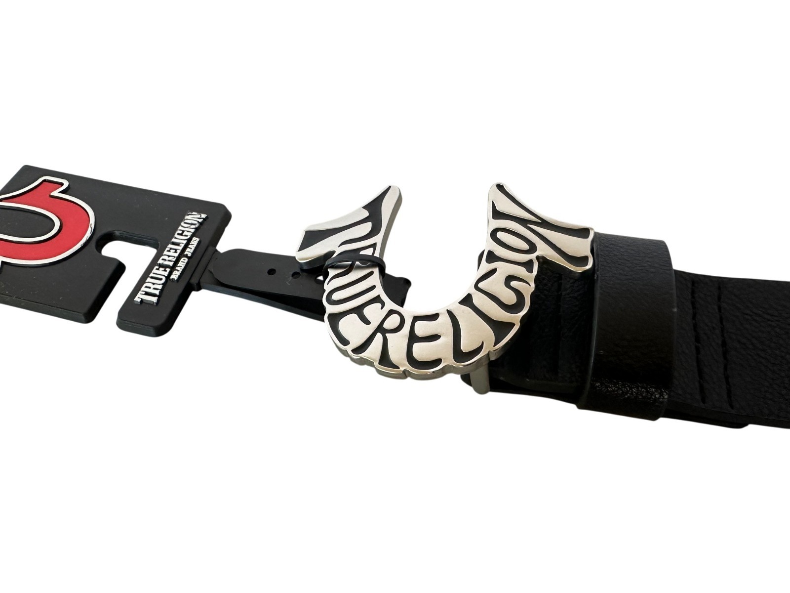True Religion Men Belt TR304820 Shoup Leather Black Nickel Buckle $50.00