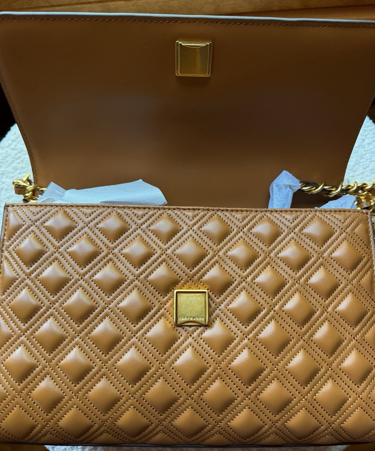 TORY BURCH~Fleming Convertible Shoulder Bag~Smooth Kobicha Brown Leather OS NWT