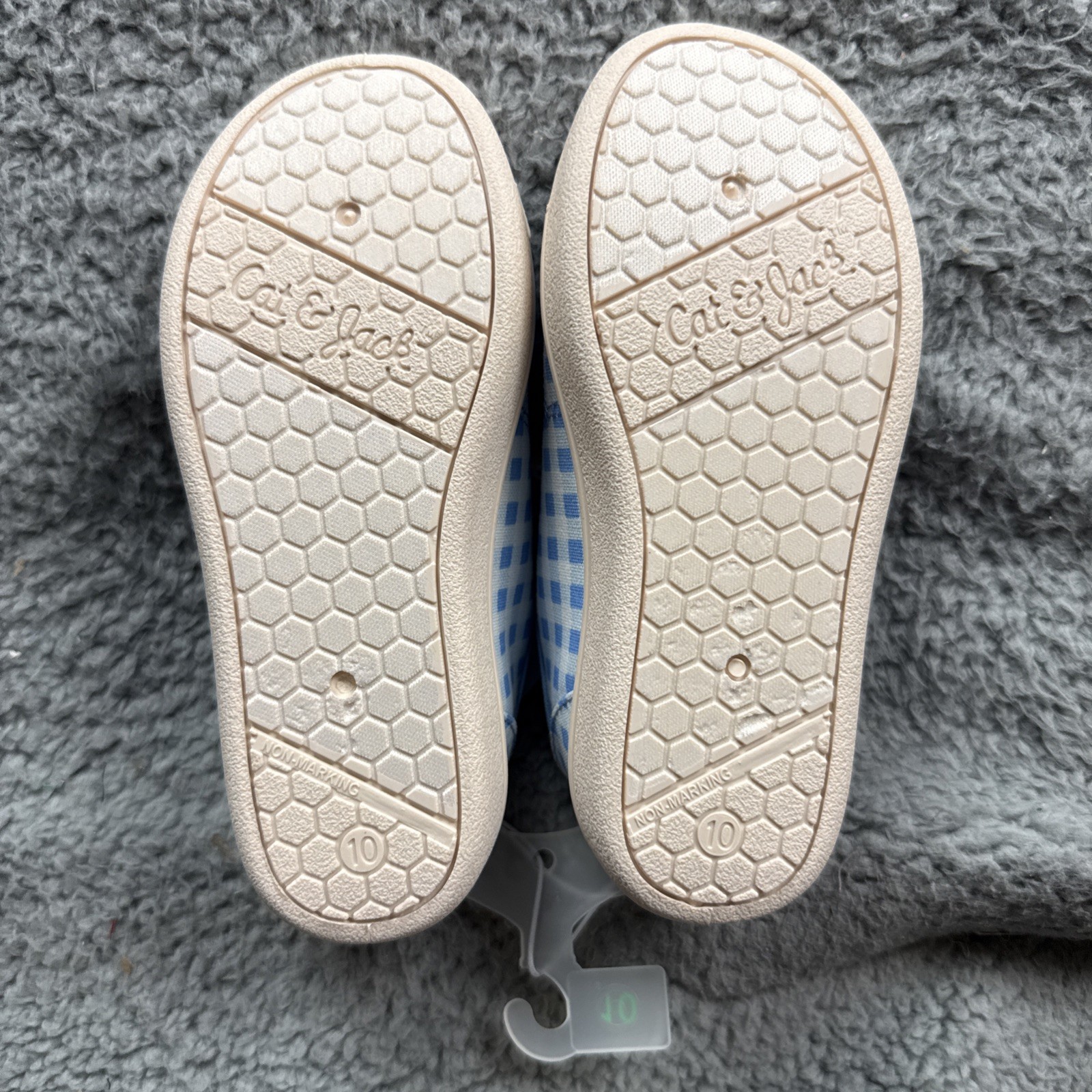 Cat & Jack Shoes Kids Size 10 Blue Gingham Parker Sneaker Hook & Loop Casual