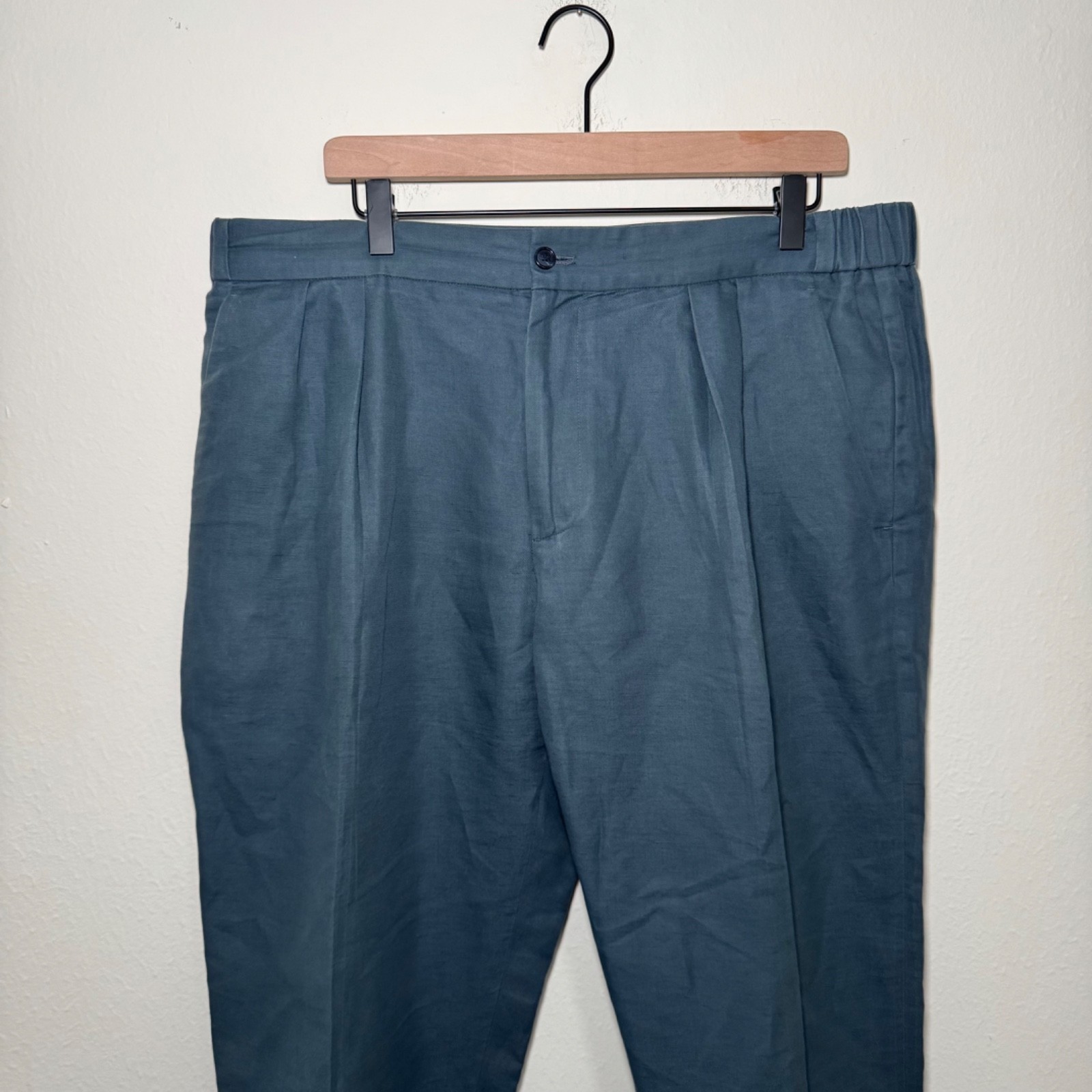 Uncommon Man Cotton Linen Trousers Men’s Size 38 Steel Blue Italian Luxury
