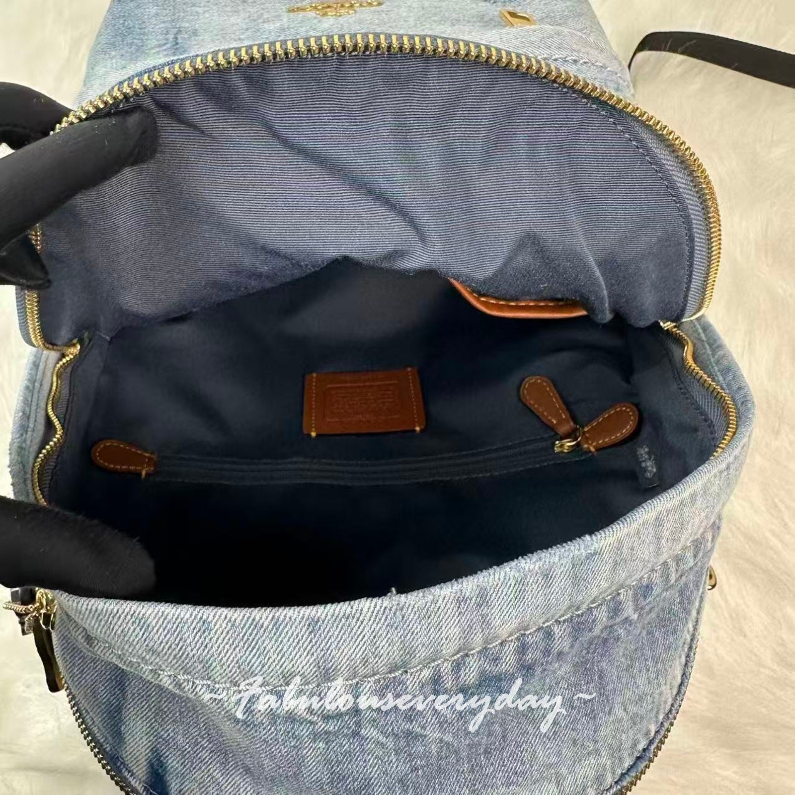 Coach Taylor Small Backpack In Loved Denim Gold/Light Indigo CEF27 NWT