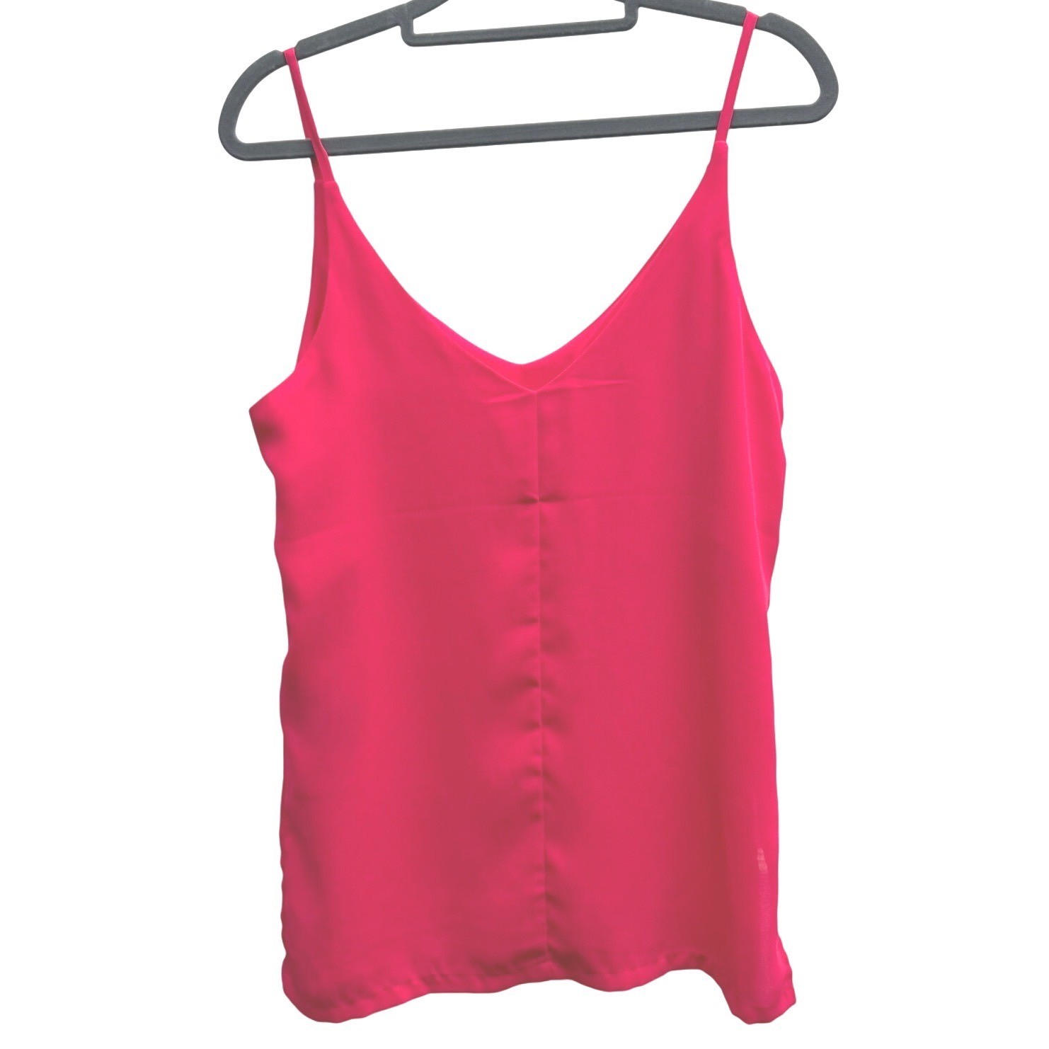 H&M Camisole Top V-Neck Side Slit Pink Size 6 Spaghetti Strap Silky Tank