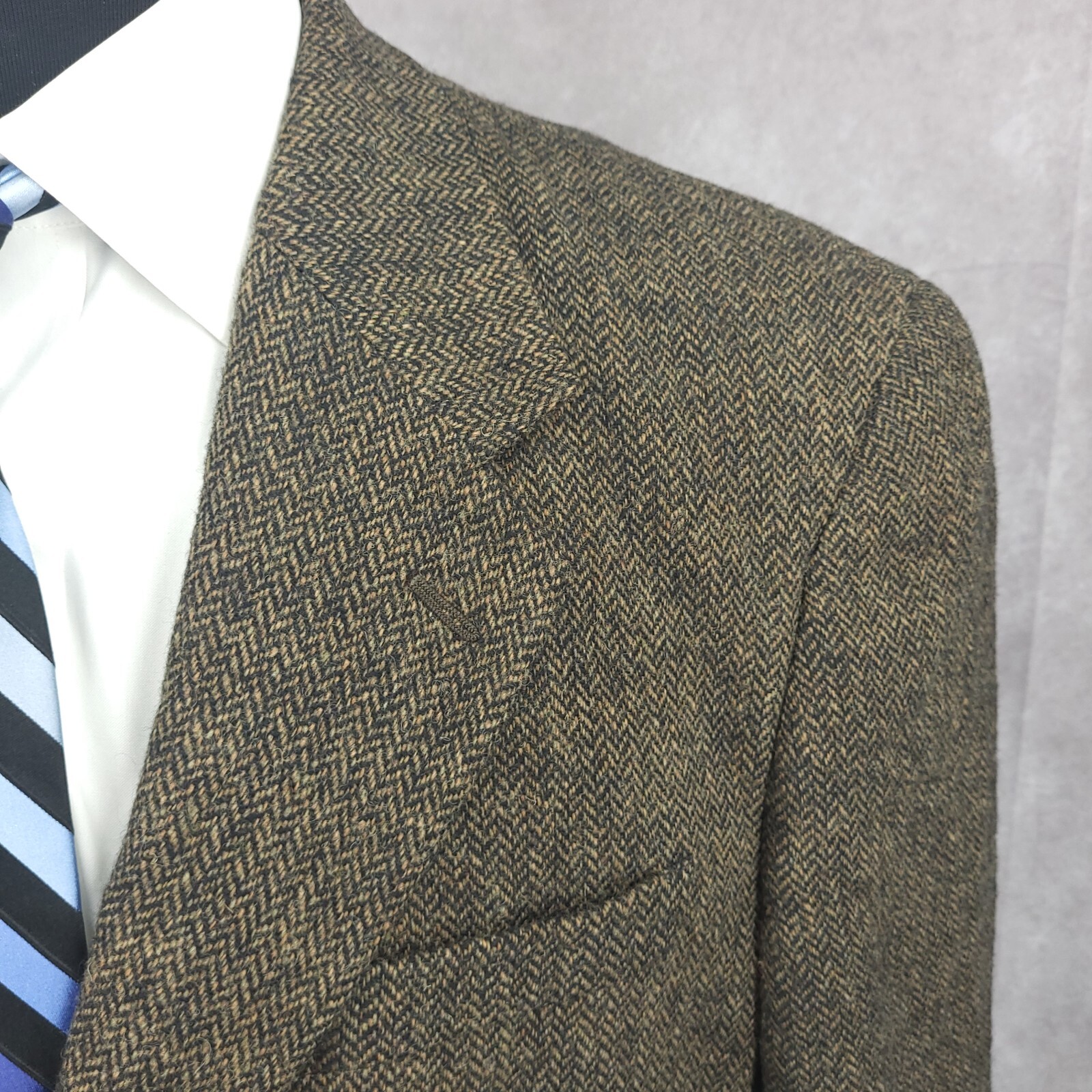 Deansgate Sports Coat Mens 42 Short Herringbone Lambswool Blazer Jacket 2 B Vtg