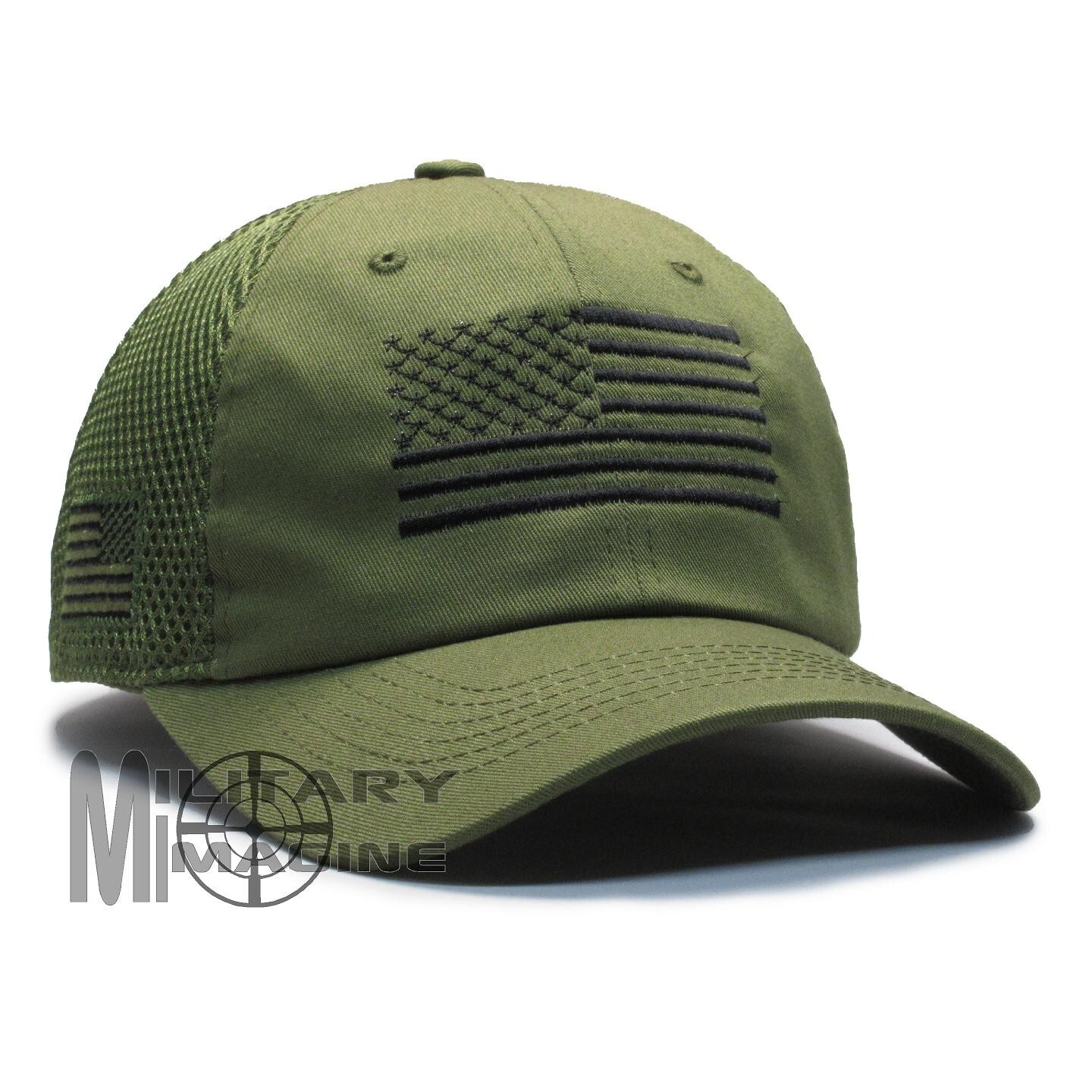 American Flag Hat OD Green Micro Mesh Tactical Operator Cap