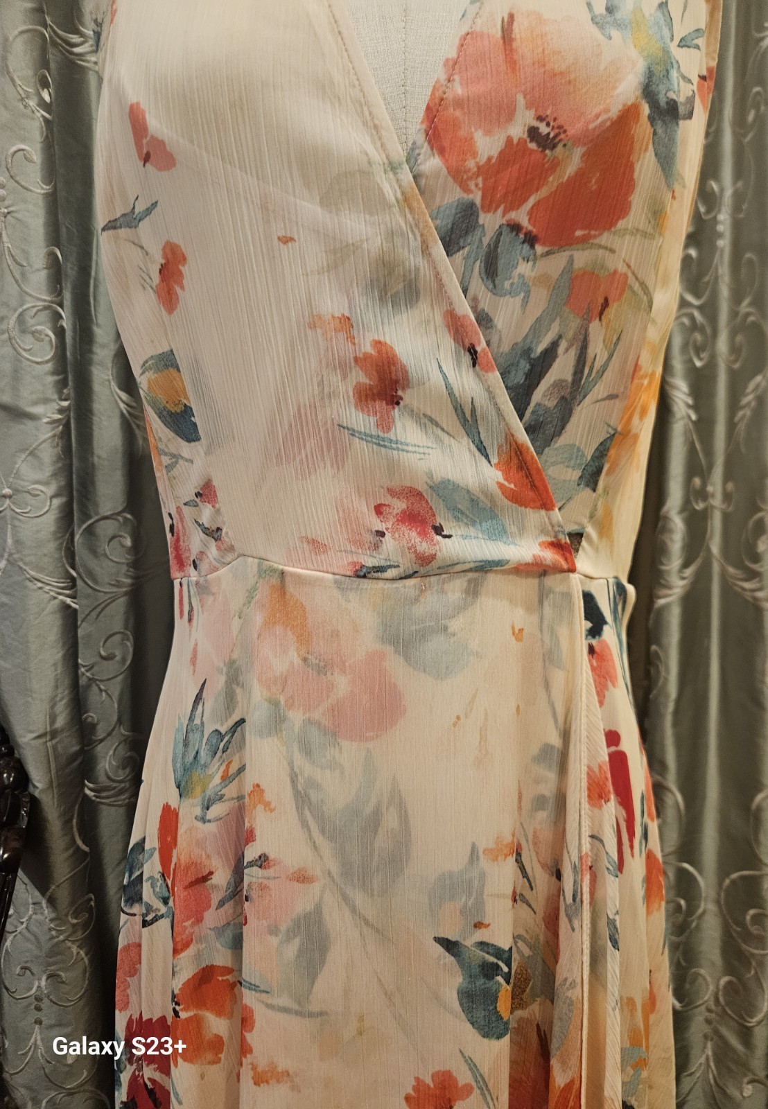 Ladies 12 Calvin Klein Couture Chiffon Floral Dress – vintage
