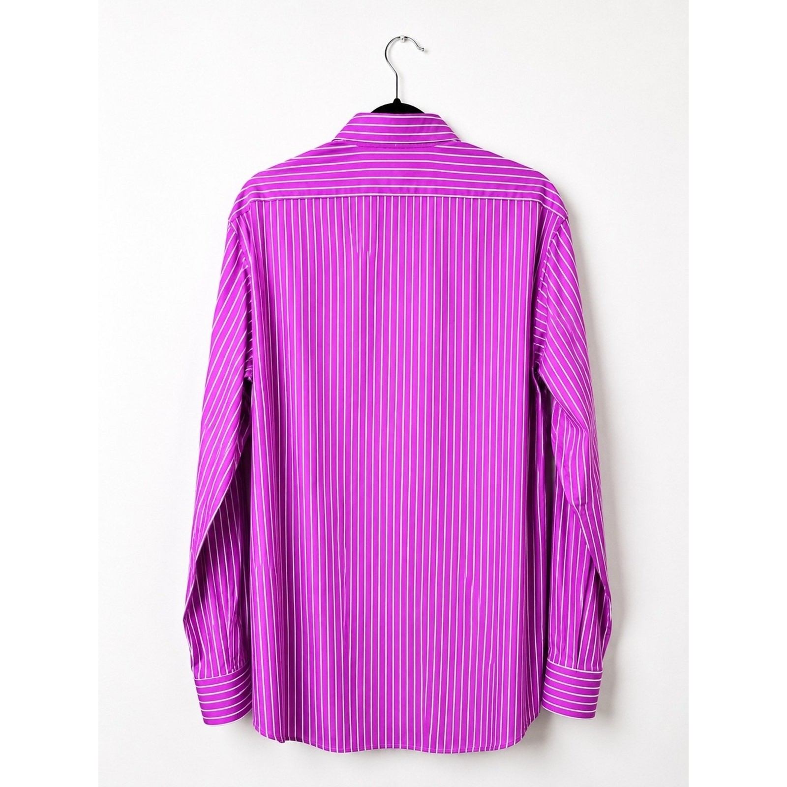 Ralph Lauren Purple Label Italy Pink White Stripe Button Down Dress Shirt 17.5