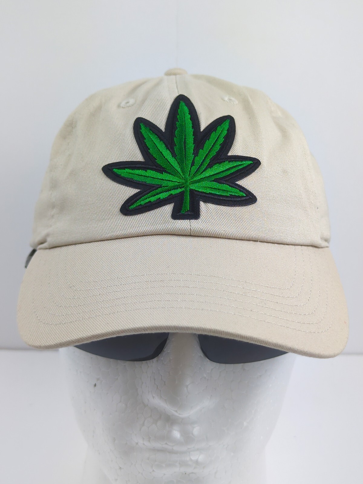 MARIJUANA LEAF Patch on BEIGE 100% Cotton GELANTE Ball Cap w/ Tags-OSFA – NEW!