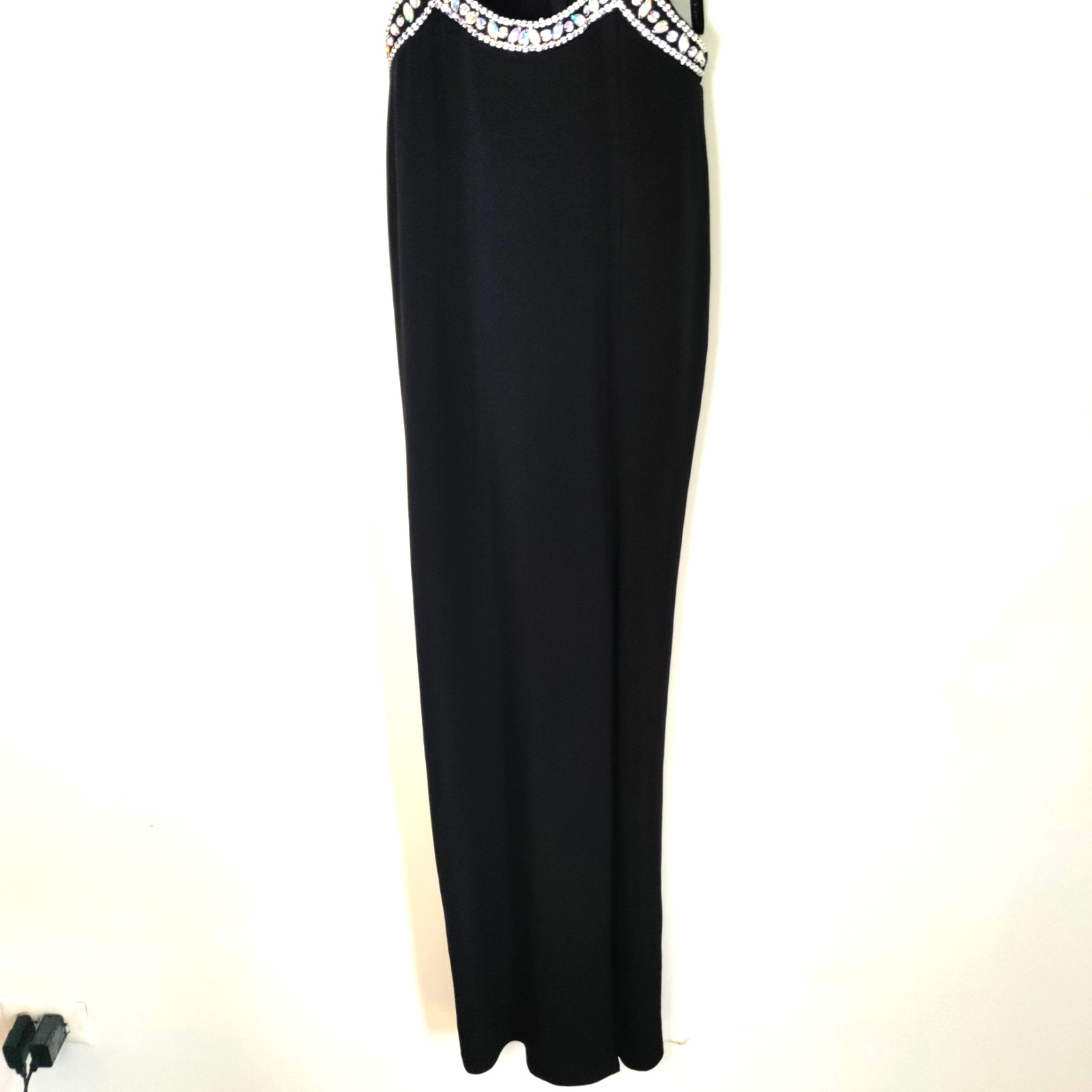 Formal Halter-Neck Cutout Bejeweled Black Prom Sexy High Split Dress Y2K Women 3