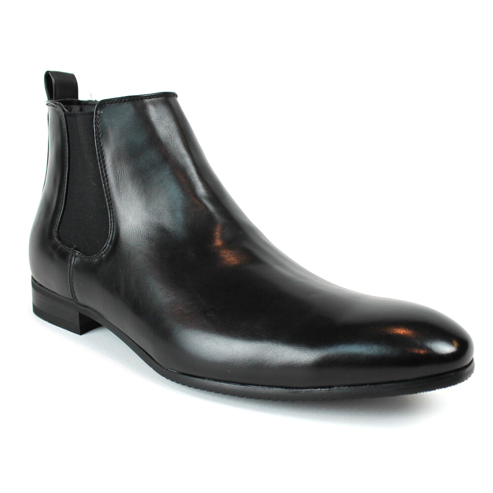 Black Leather Mens Ankle Dress Boots Side Zipper Round Toe Chelsea ÃZARMAN