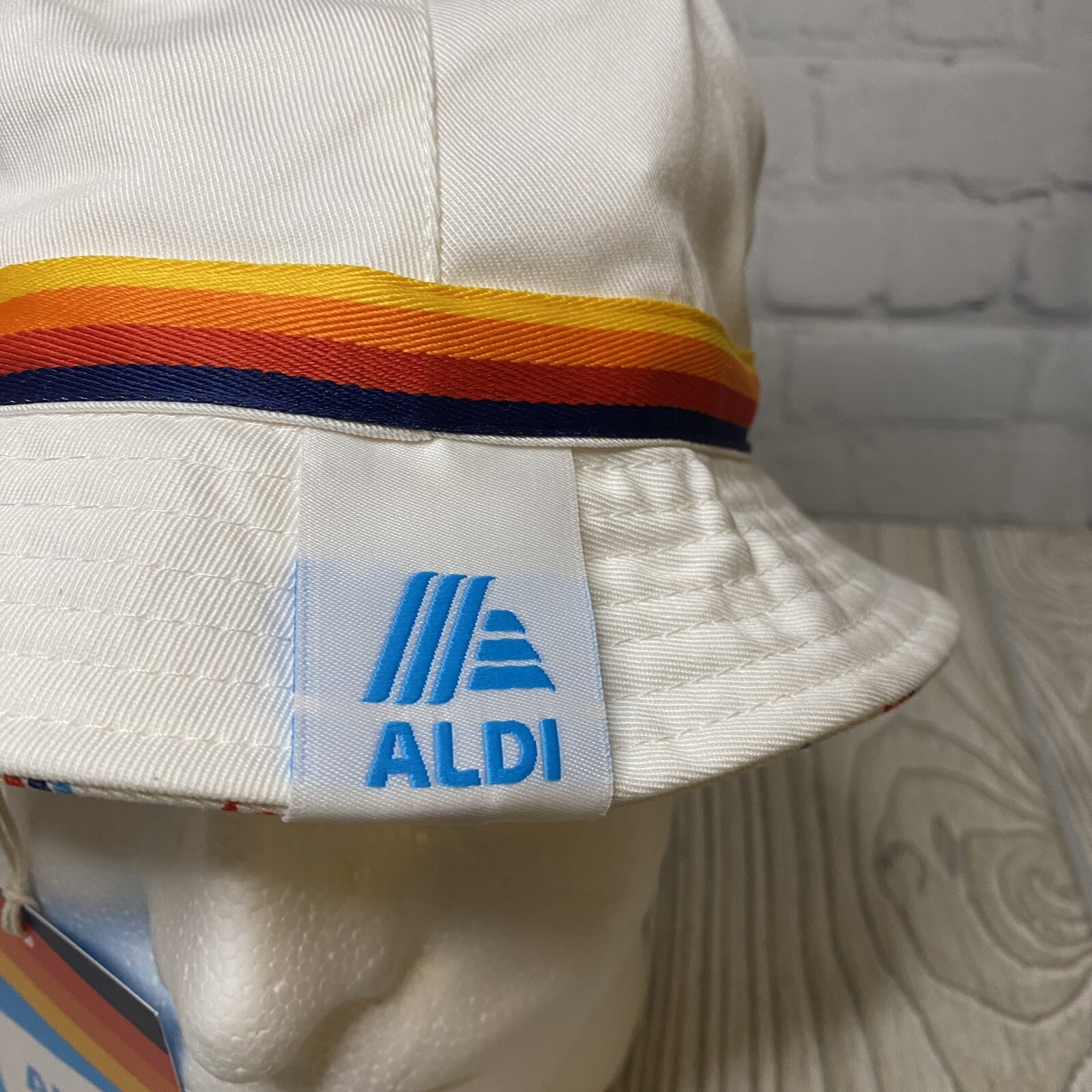 ALDI Gear 2024 Logo Bucket Hat White Rainbow One Size New with Tags