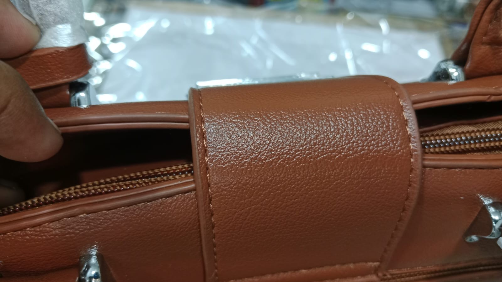 Women’s Tan Leather Office Handbag Top Handle Shoulder Tote Satchel Crossbody