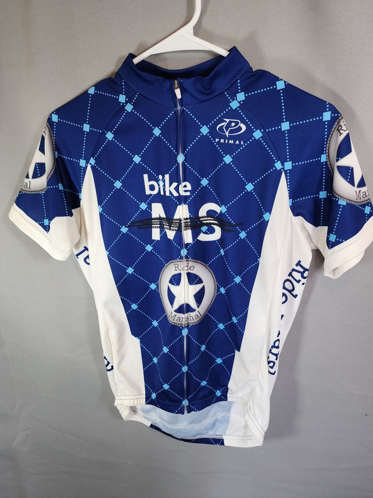 Bike MS Ride Marshal Cycling Jersey – Blue with Light Blue Diamonds
