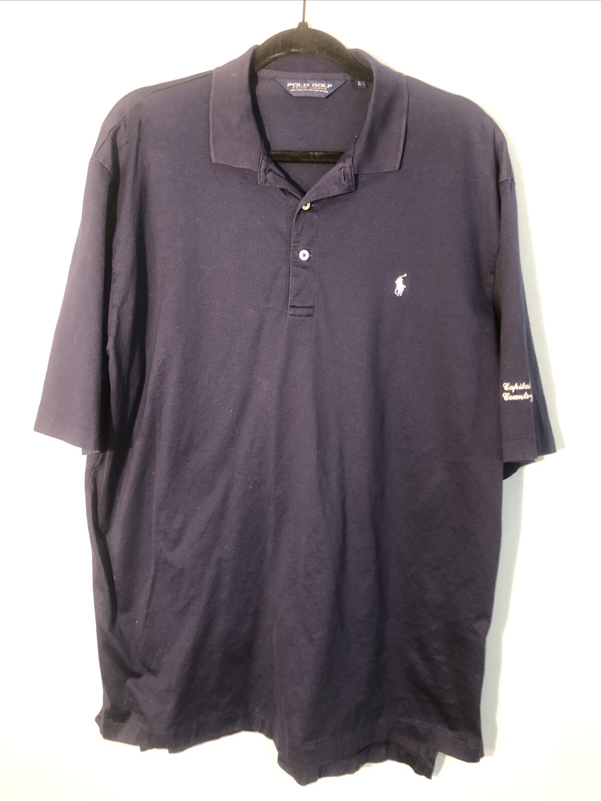 Polo Golf Ralph Lauren Shirt Mens Large Blue Short Sleeve Polo Course Logo Pony