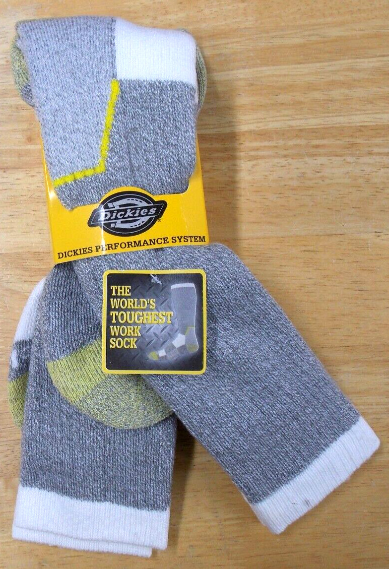 Dickies Made with KEVLAR Crew Sock Men’s Socks I211011, 2 Pair Grey 6-12