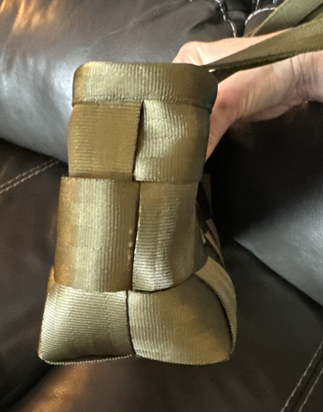 Harveys Original Seatbelt Bag Satchel Handbag Olive Green Army Rectangle EUC