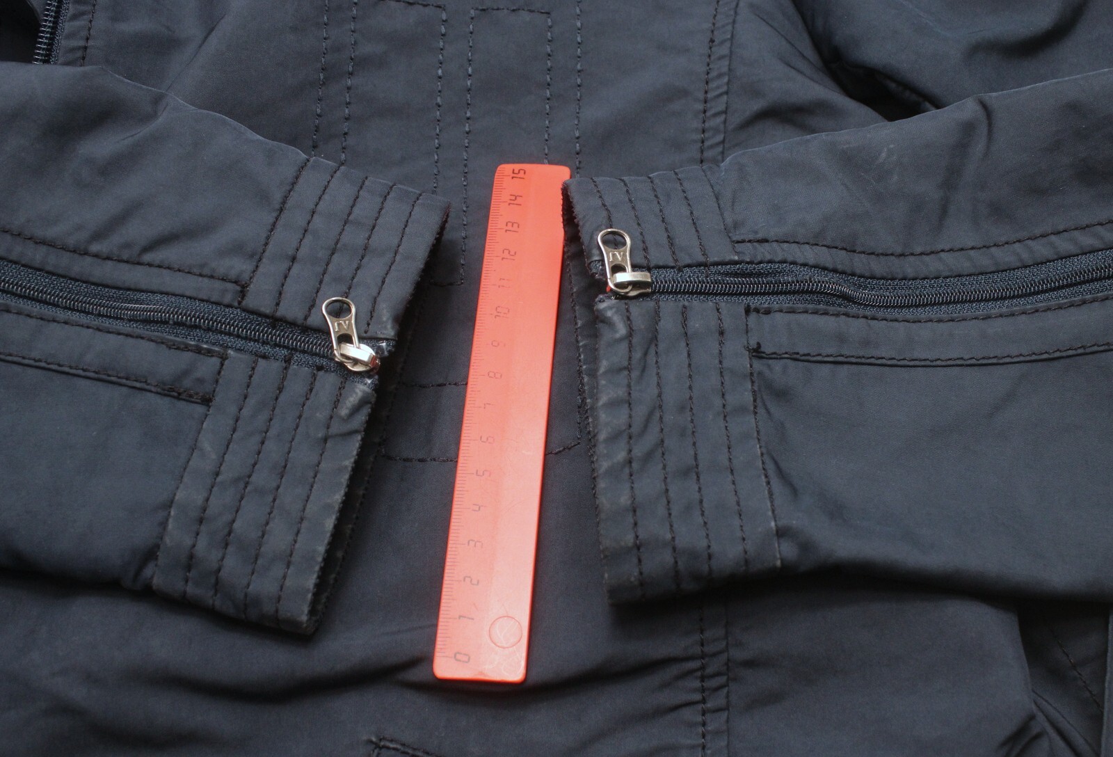 Armani Jeans Jacket Mens Eu 54 Unlined Spread Collar Zip Up Dark