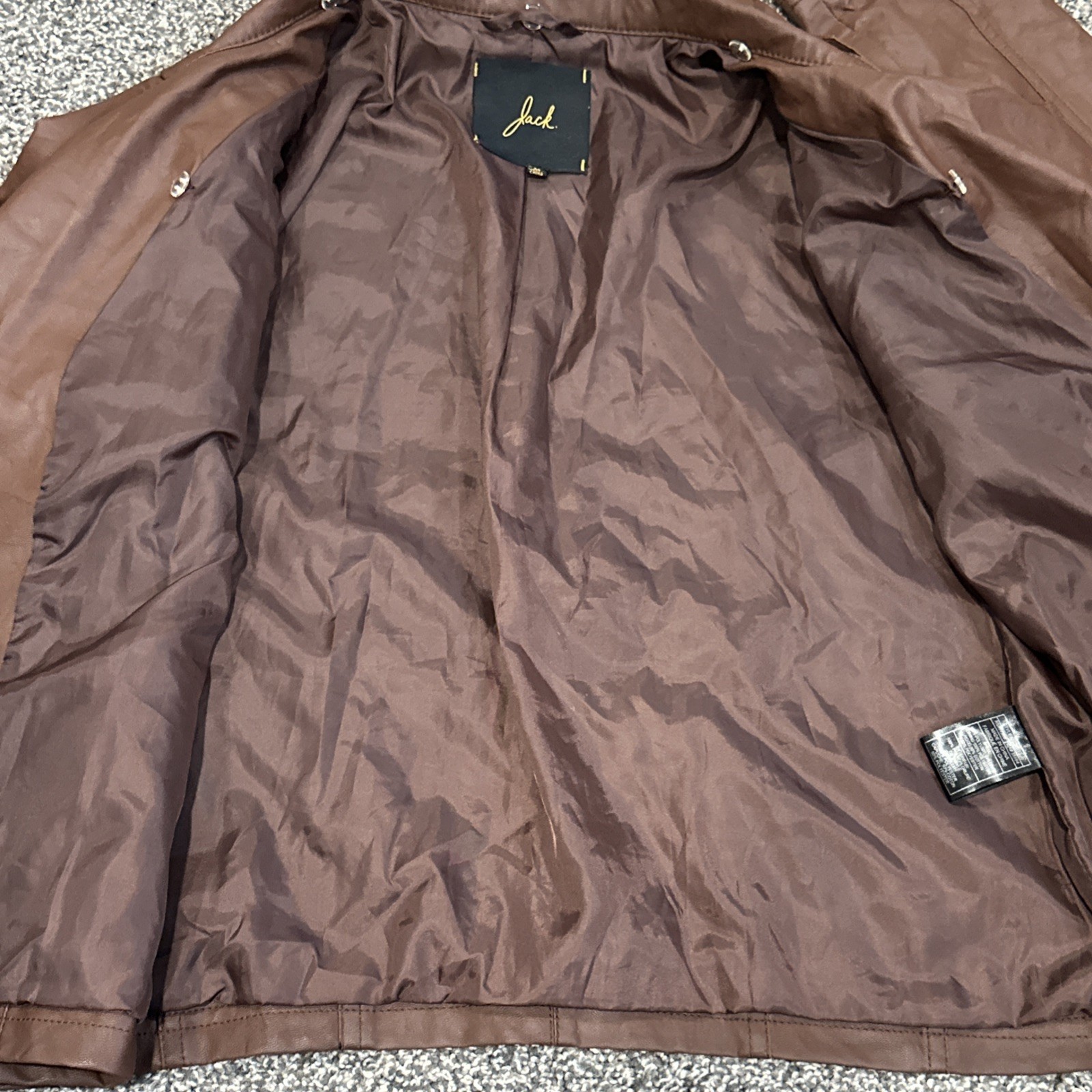 Jack Faux Leather Jacket Women’s Medium Full Zip Biker Brown Moto