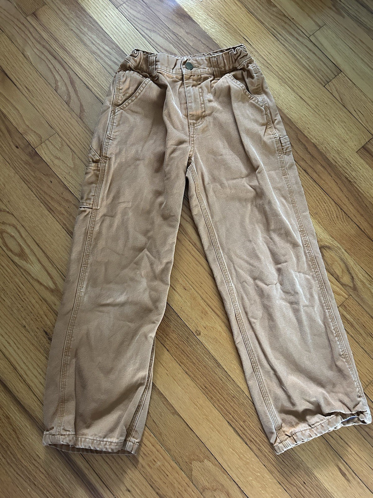 Carhartt Kids Carpenter Pants Brown Cotton Canvas size 10 Adj Waist