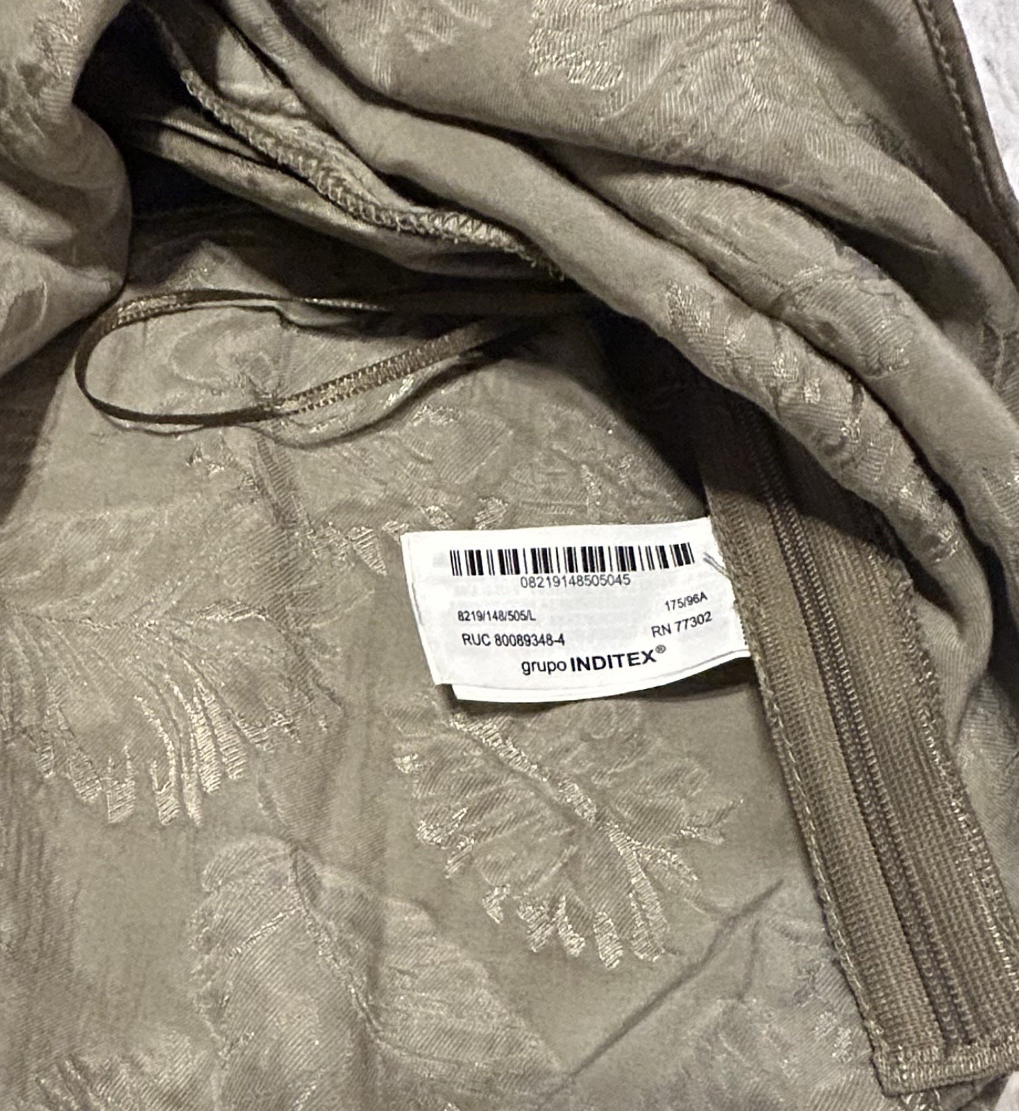 Zara Sage Green Jacquard Wrap Cami Top Asymmetrical Tie Leaf Print L